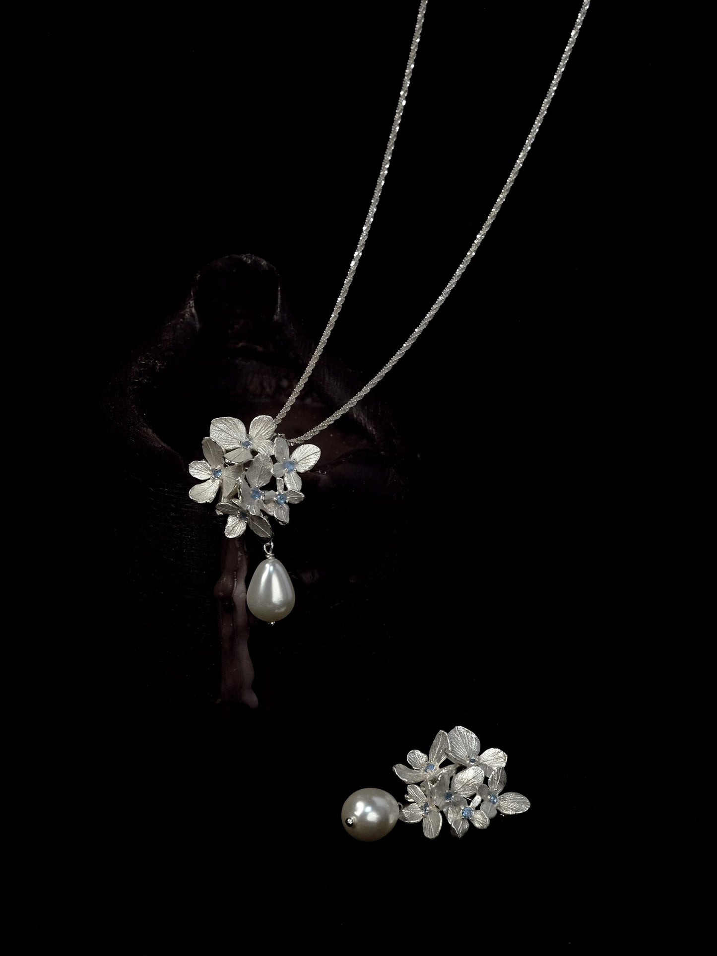Fireflies — Endless Summer Flower Cluster Pearl Necklace & Brooch