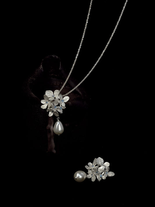 Fireflies — Endless Summer Flower Cluster Pearl Necklace & Brooch